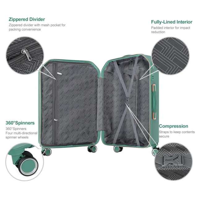 5 Piece Luggage Set Hardshell Suitcase Durable Travel Trolley w/TSA Carry on Bag 3
