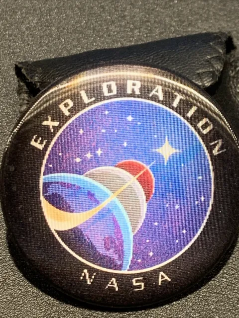 Vintage NASA Exploration Hologram Pin Button Planets Logo Iridescent Pin
