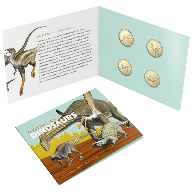 2022 UNC $1 Australian Dinosaurs Dino Hunt Four Coin Set Collection in Folder