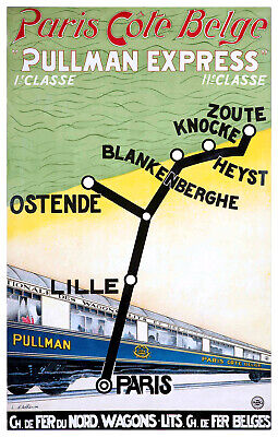 Affiche chemin de fer Nord Cie Wagons-Lits & PLM Londres Vichy 
