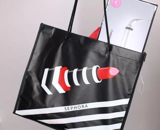 SEPHORA Small 7x6 Store Shopping Tote PAPER BAGS Black White Stripe-LOT  OF 25