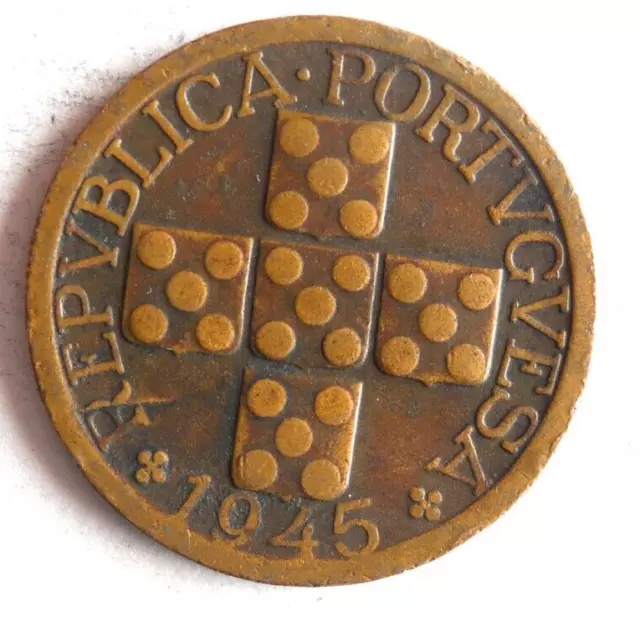 1945 PORTUGAL 20 CENTAVOS - Excellent Coin - FREE SHIP - Bin #103