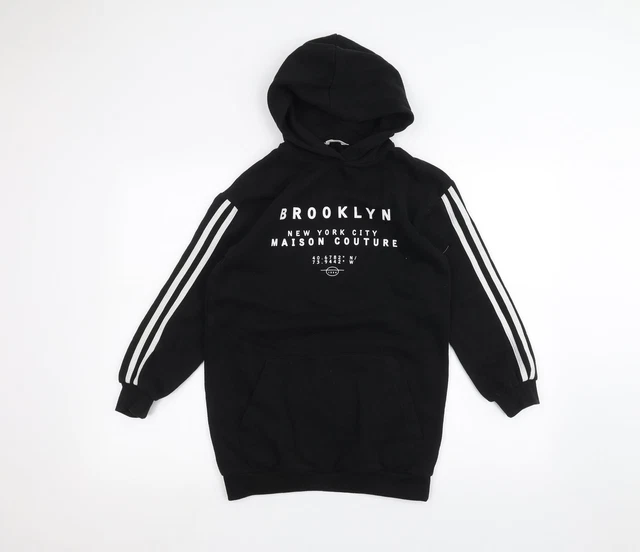 Matalan Girls Black Cotton Pullover Hoodie Size 10 Years