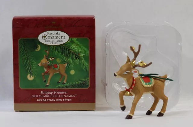 2000 Membership Hallmark Keepsake Ornament "Ringing Reindeer" Collectors Club