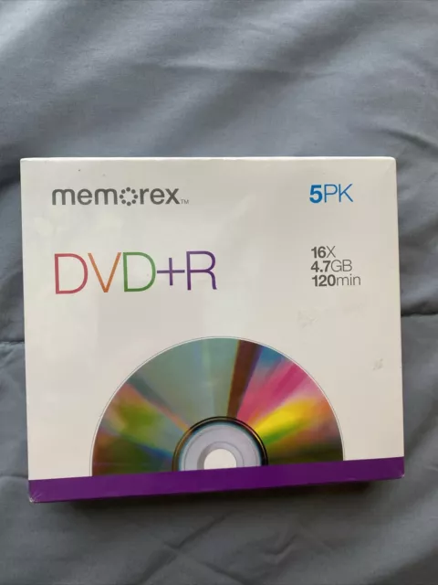 2009 Memorex DVD+R 5PK 16X/4.7GB/120min NEW SEALED 5 Pack Recordable Blank Discs