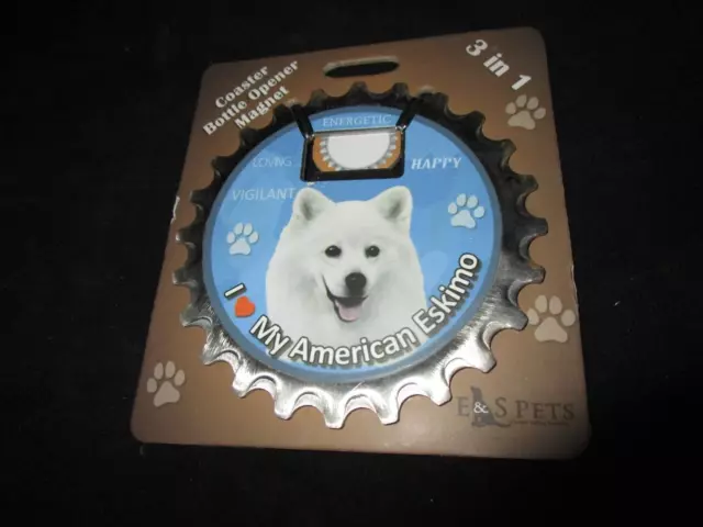 American Eskimo Dog Coaster Magnet Bottle Opener Bottle Ninjas Magnetic New