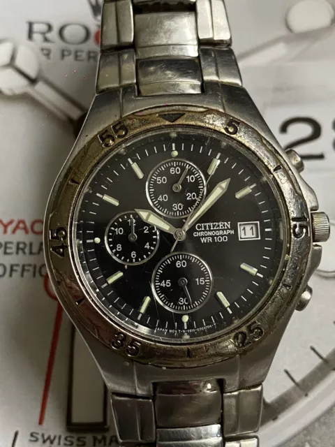 CITIZEN WR100 ALARM Chronograph Men s Quartz Golden Colour Watch