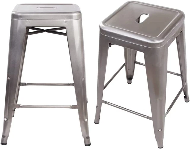 GIA 24" Backless Counter Stool Qty of 2 Gunmetal Metal Seat
