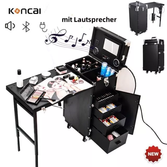 Kosmetikkoffer Trolley Friseurkoffer Schminkkoffer Make-up Koffer & Lautsprecher