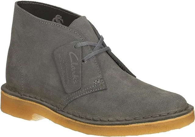 Clarks Desert Boot Scarpe Polacchine Uomo Grigio Dark Grey In Pelle Scamosciata