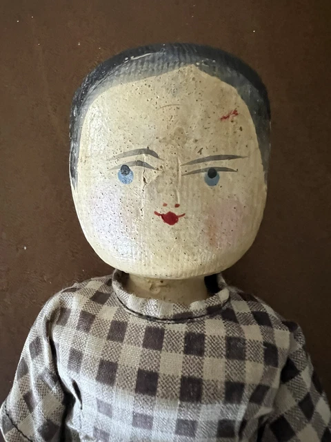 Vintage Grodner Tal Grodnertal Style Wooden Carved Peg Doll