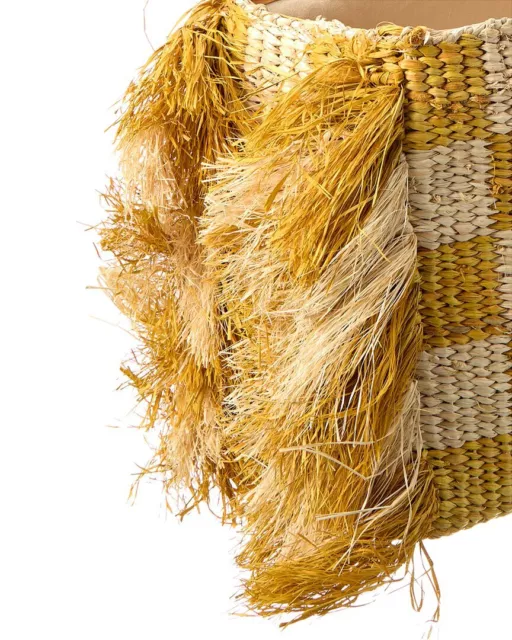 Poolside The Tropical Fringe Straw Tote Women's Yellow 3