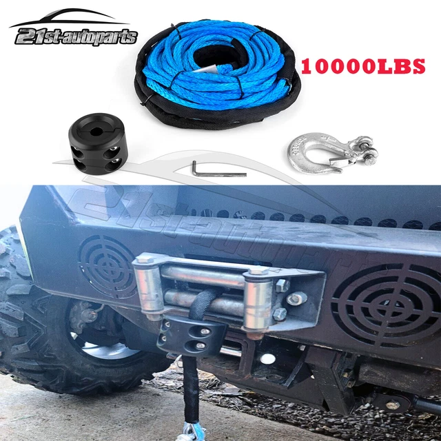 1/4" x 50' Synthetic Winch Line Cable Rope with Sleeve + Winch Hook Fit ATV UTV