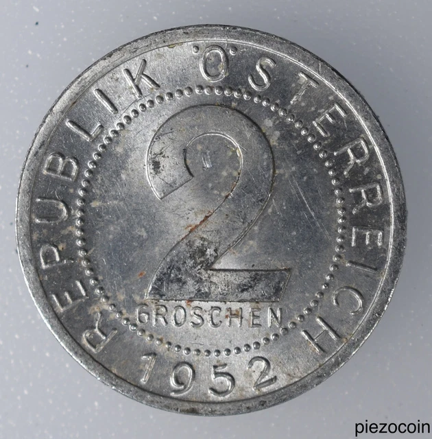 Austria 2 Groschen 1952, Imperial Eagle, Coin KM# 2876 Inv#B004