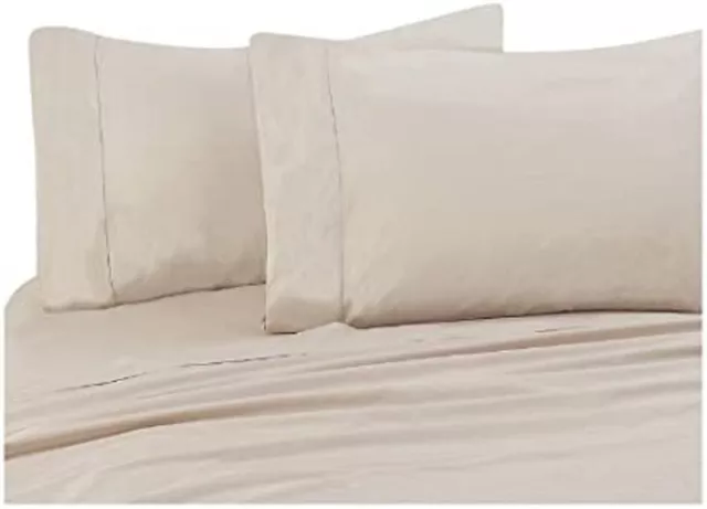 White 300 Thread Count 100% Cotton Sateen Bed Sheet Set King Size