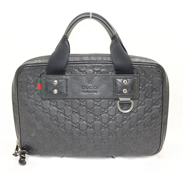 Gucci Gucci Signature Lap Top Computer Case / Top Handle Bag Black Leathe 281906