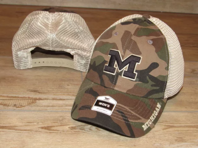 Michigan Wolverines Fan Favorite Military Camo Mesh Snapback Hat Cap size Men's
