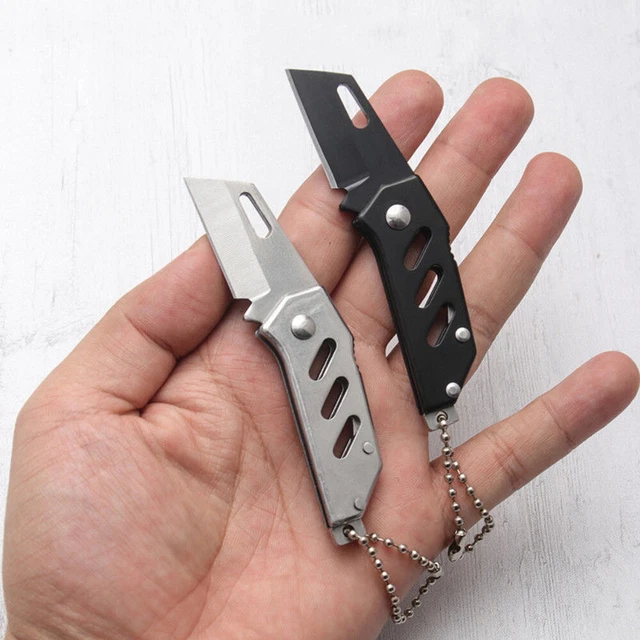 Mini Pocket Knife Folding Key Chain Home Stainless Steel Cleaver Blade Cutter 1X