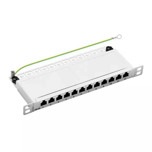 10 " Patchpanel Cat.6A 500MHz 12-Port 0,5HE RJ45 Protégé Gris 10GB profipatch