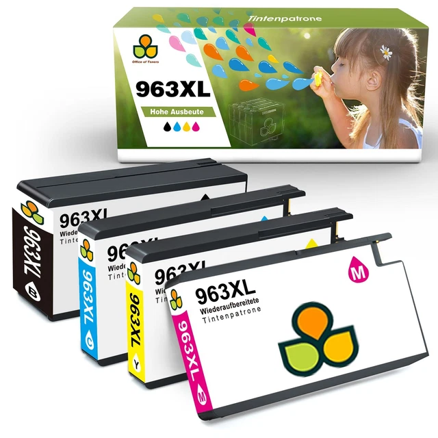 4 TINTE PATRONEN für HP 963 XL OfficeJet Pro 9010 9012 9014 9015 9016 9019 Set
