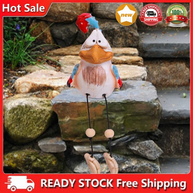Kunstharz-Garten-Huhn-Statue Art Farm Dumb Chicken Sculpture Ornament Decor (rot