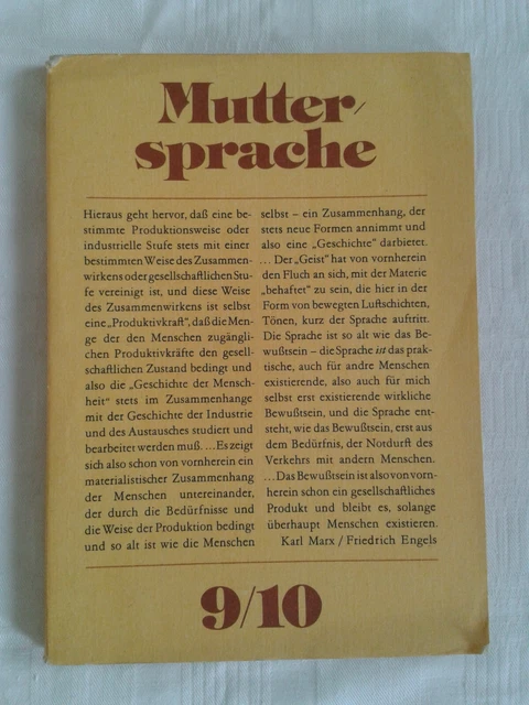MUTTERSPRACHE KLASSEN 9/10 DDR-Lehrbuch Volk und Wissen 1985 EUR 19,33