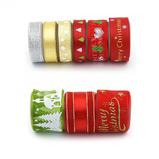 1 Set holiday wired ribbon Bänder Hochzeit Bouquets Band Frohe Band für Weihnach