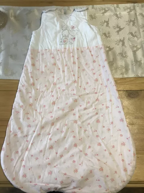 Dunelm Sleep Suit 0-6 Months Pink White Floral Tog 2.5 Cotton Blend Baby