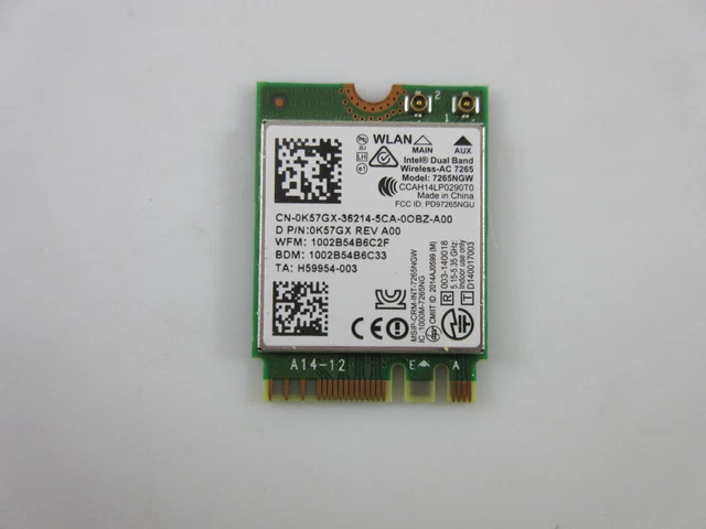 Carte WiFi Intel 7265NGW - Pour HP EliteBook 810 G3, 840 G2, 850 G2 - Occasion Fonctionnelle