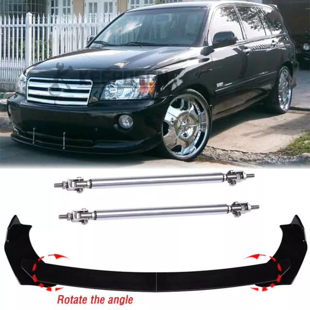 For Toyota Highlander 2017-2020 Front Bumper Lip Spoiler Splitter + Strut Rods