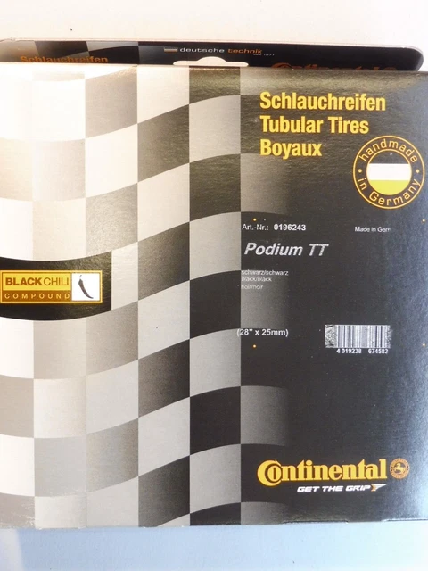 Continental Podium TT Tubular Tire – 28 X 25mm, Black, Black Chili Compound, Vectran Breaker, 205g, For Time Trials & Racing