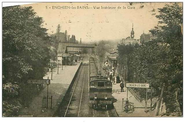 95.ENGHEIN LES BAINS.n°6074.VUE INTERIEURE DE LA GARE.TRAIN