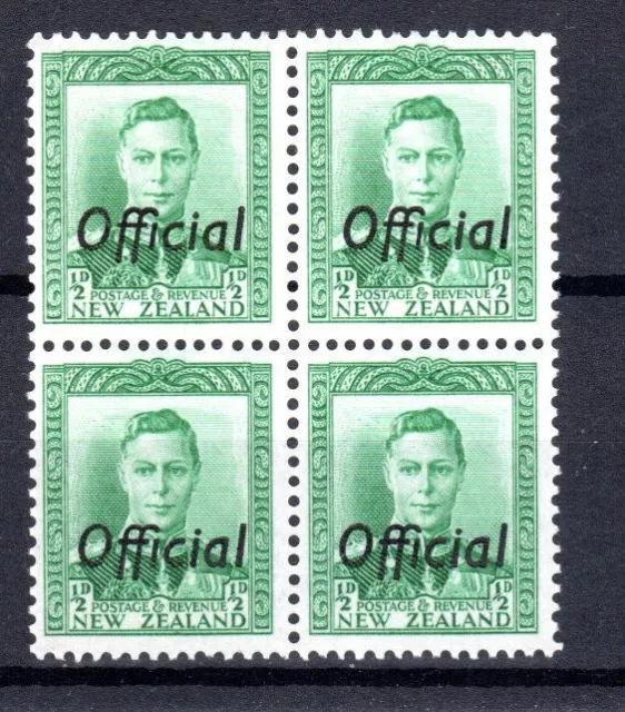Neuseeland 1938 1/2d Offizielle Opt Sg O134 MNH/MH Block Of 4