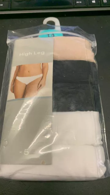 Ladies 5 Pack Thongs GEORGE Multi-Pack Lace Top Cotton Knickers Underwear  NEW