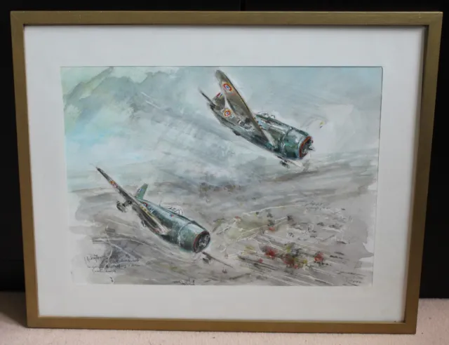 Dessin Aquarelle Jacques Duléry-Reyval P-47 Thunderbolt