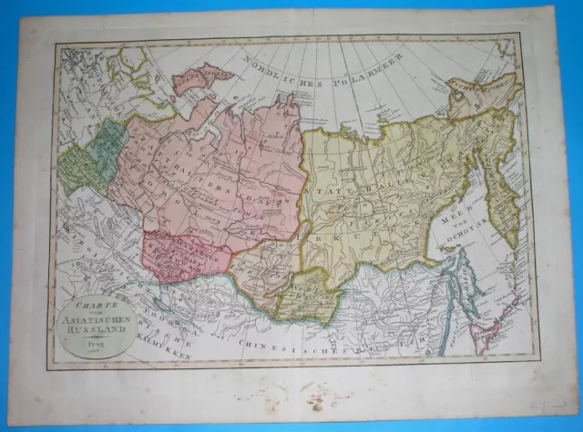1808 Rare Original Map Asia Russia Siberia Baikal Kamchatka Tomsk Irkutsk Omsk
