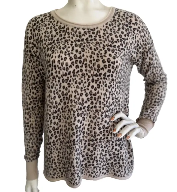 AUTUMN CASHMERE Sweater Animal Print Long Sleeve Top Womens Size L