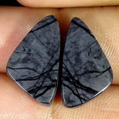 CHIC 16.90Cts Naturel Picasso Jasper Chic Paire Cabochon Desseré Pierre Précieuse 