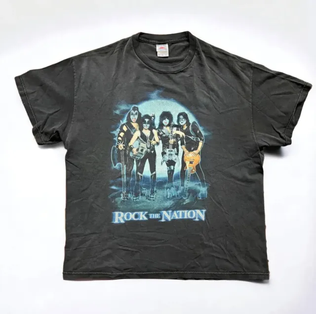 Vintage Distressed Y2K 2004 Kiss Rock The Nation World Tour Graphic Shirt XL
