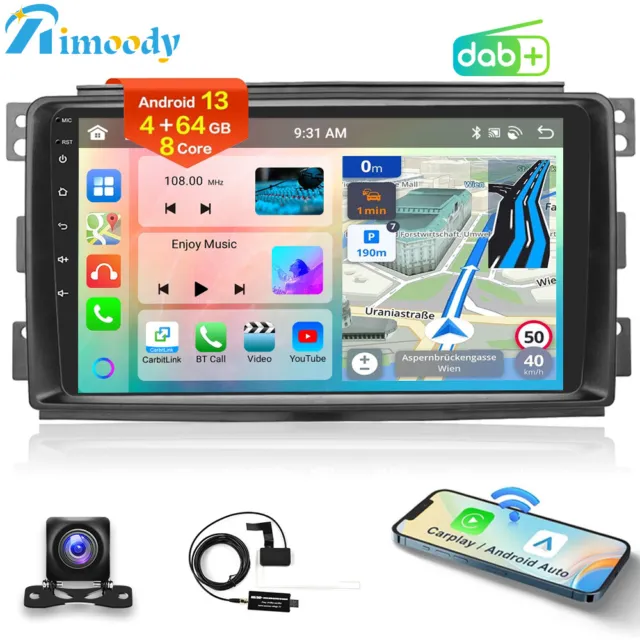 Für Smart Fortwo 451 2005-2010 Android 13 4+64GB Autoradio GPS Navi Carplay DAB+