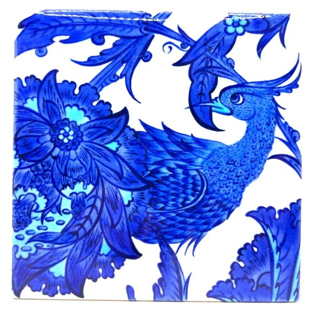 Original Hand painted Ceramic Art tile Signed Delft Peacock Porcelain Ottoman