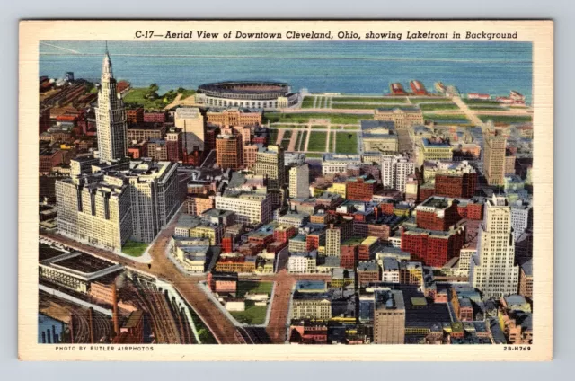 Cleveland OH- Ohio, Aerial Of Downtown, Vintage Postcard