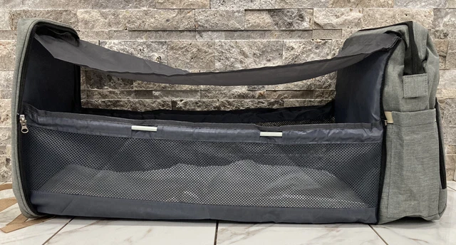 3 in 1 GRAY Diaper Bag Backpack, Baby Portable Crib, Bassinet Bed Changing Mat N 6