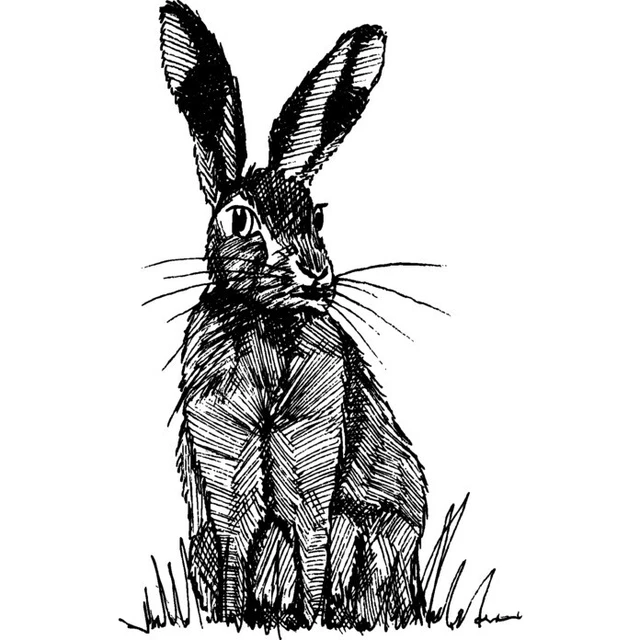 'Sitting Hare' Unmounted Rubber Stamp (RS018224)