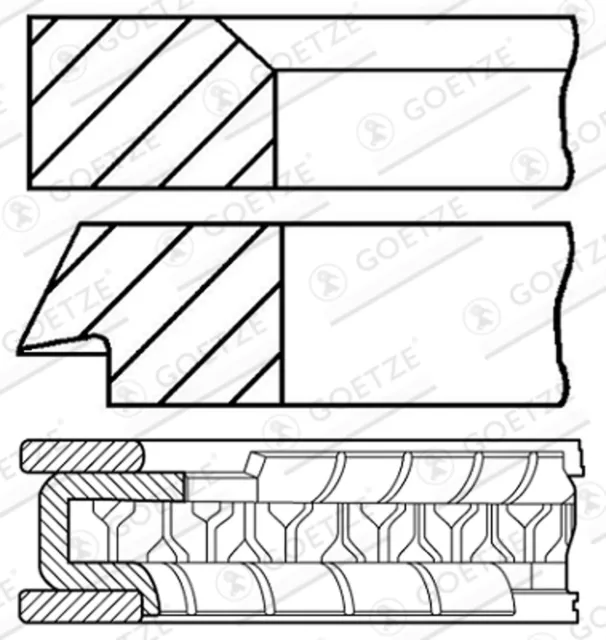 GOETZE ENGINE Kolbenringsatz 08-207600-00 für FIAT CROMA 131 132 ARGENTA REGATA