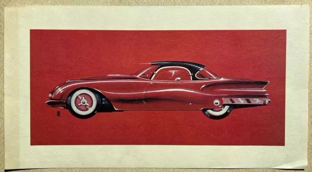 Vintage 1950's GM CONCEPT CAR Auto Shop Print Red Shupack's Illinois 3E