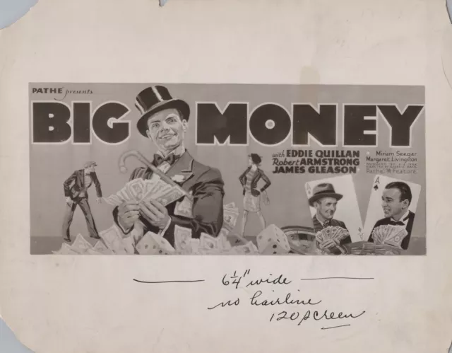 Eddie Quillan + Robert Armstrong + James Gleason in Big Money (1930) Photo K 316