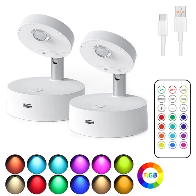 WIRELESS RGB REMOTE Spotlight Rechargeable Accent Lights Dimmable LED