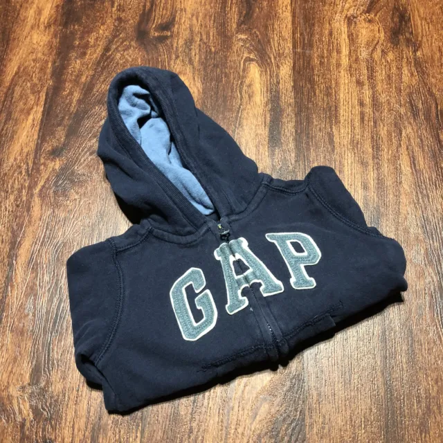 GAP Embroidered Zip Up Blue Hooded Sweatshirt Hoodie Toddler Size 12-18 Months