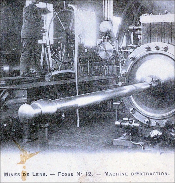 Mines Lens 1903 Pit 12 Extraction Machine Pas-De-Calais Antique Postcard